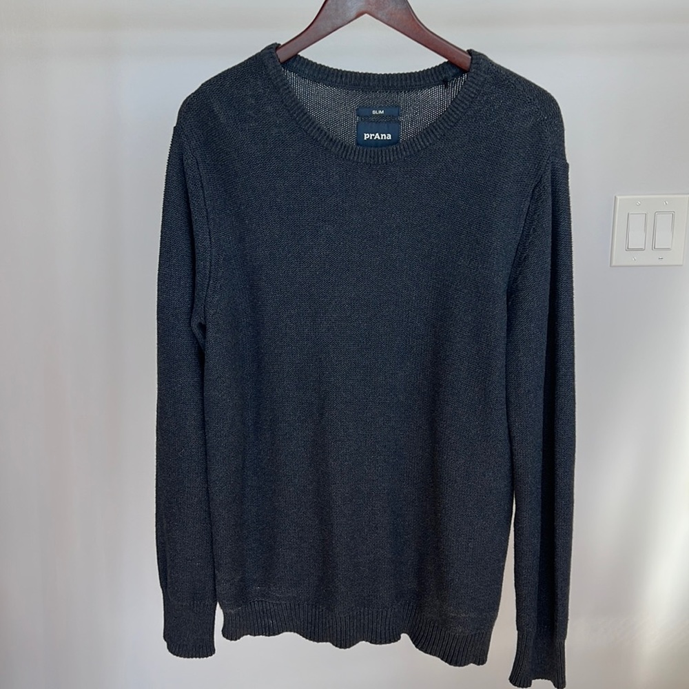 prAna North Loop Organic Cotton Crewneck Sweater Men’s M Gray